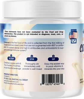 Vitamatic Colostrum Bovins 30% IgG Poudre 72g, mélange dans un smoothie