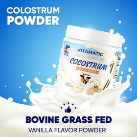 Vitamatic Colostrum Bovins 30% IgG Poudre 72g, portion dans une cuillère