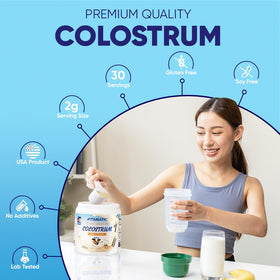Vitamatic Colostrum Bovins 30% IgG Poudre 72g, vue de côté