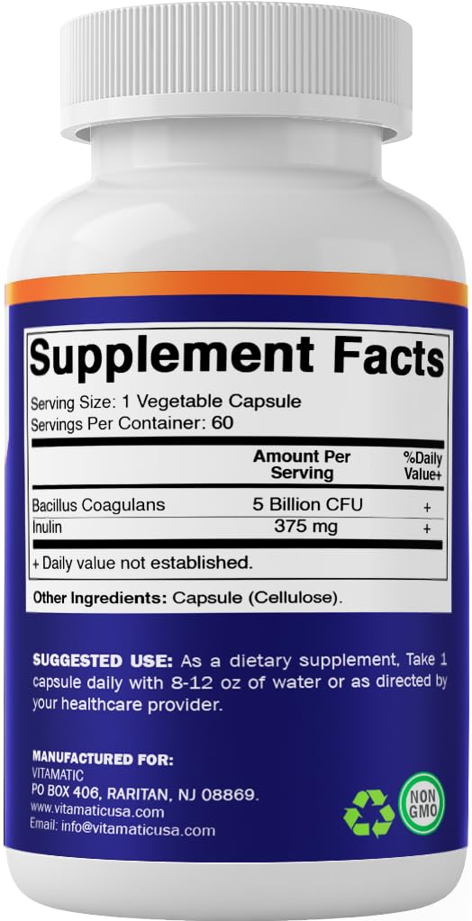 Vitamatic complément probiotique 60 capsules végétales dans un verre