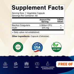 Vitamatic complément probiotique 60 capsules végétales emballage