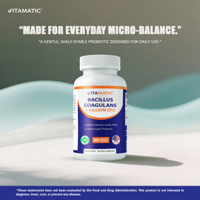 Vitamatic complément probiotique 60 capsules végétales sur une table