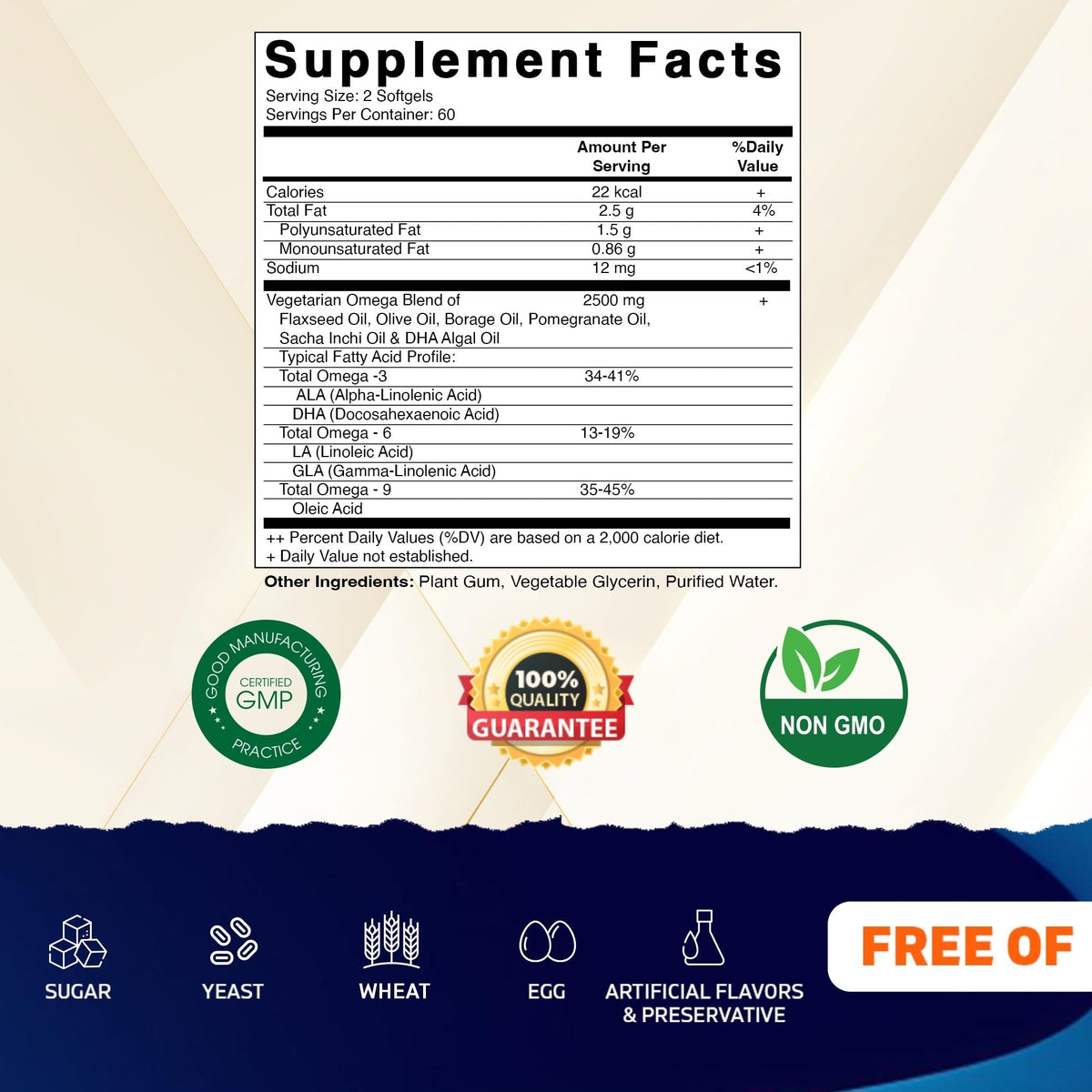 Vitamatic Complex Omega 3-6-9 1250mg gélules sur fond blanc