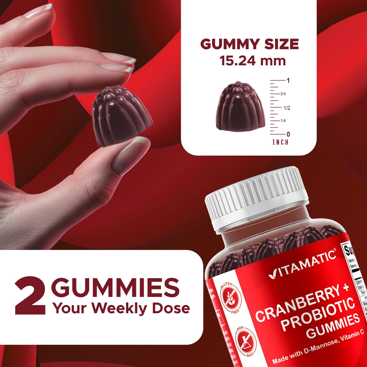 Vitamatic Cranberry Gummies easy to chew