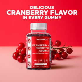 Vitamatic Cranberry Gummies gluten-free label