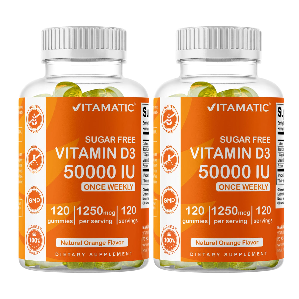 Vitamatic D3 50 000 UI 120 gummies vue de face