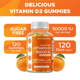 Vitamatic D3 50 000 UI gummies ouvertes