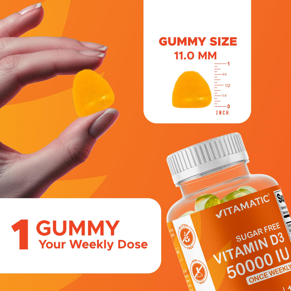 Vitamatic D3 50 000 UI gummy orange