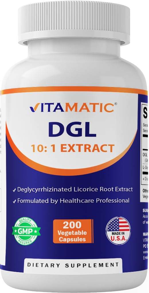 Vitamatic DGL Réglisse 380mg 200 capsules vue avant