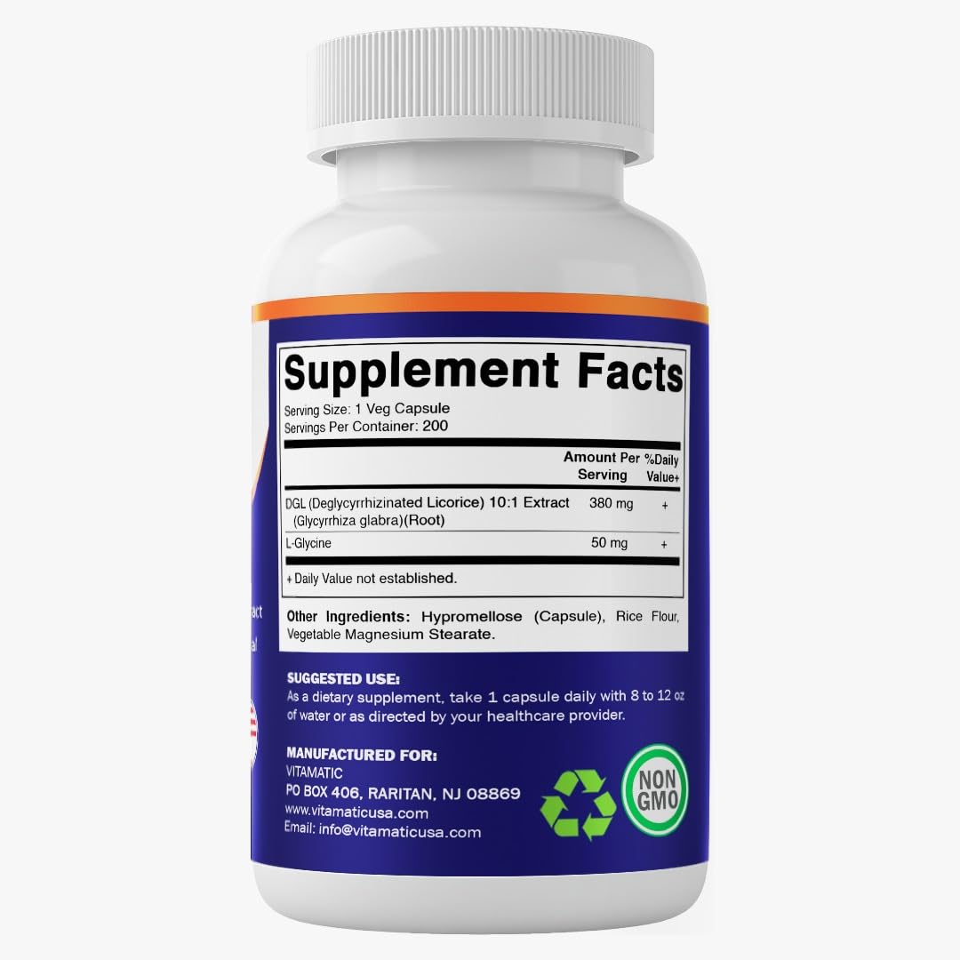 Vitamatic DGL Réglisse 380mg capsules en gros plan