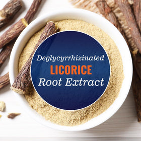 Vitamatic DGL Réglisse 380mg capsules sur fond blanc