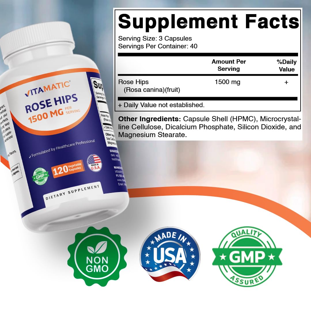 Vitamatic Églantier 1500 mg gélules, côté de l'emballage