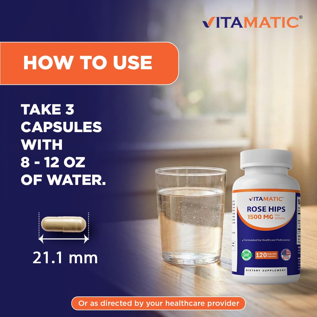 Vitamatic Églantier 1500 mg gélules, présentation des gélules sur une table