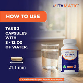 Vitamatic Églantier 1500 mg gélules, présentation des gélules sur une table