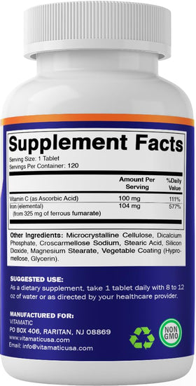 Vitamatic Fer 325 mg comprimés dans une main