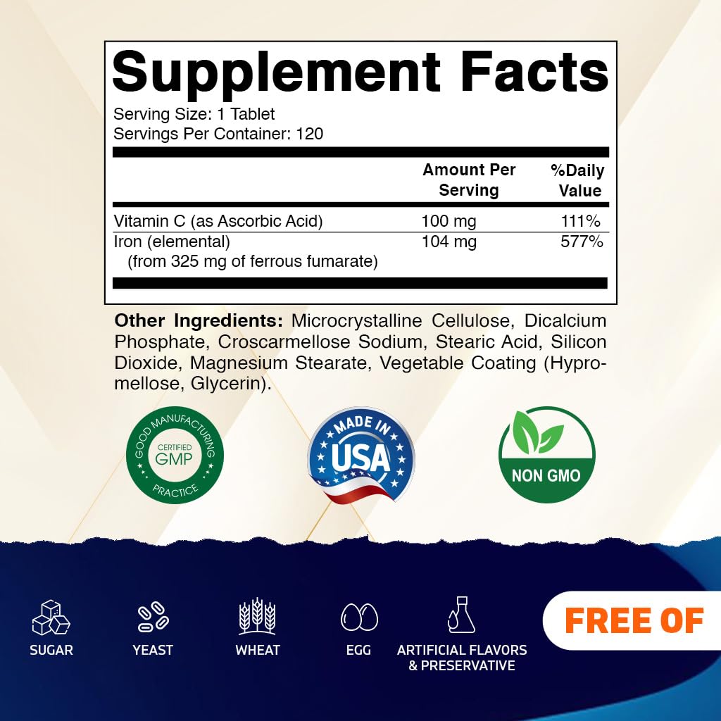 Vitamatic Fer 325 mg comprimés sur une table