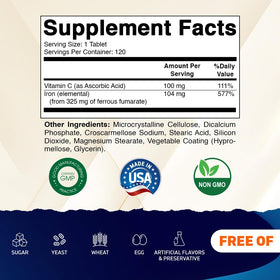 Vitamatic Fer 325 mg comprimés sur une table