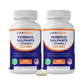 Vitamatic Ferrous Sulfate 325 mg comprimés, emballage avant