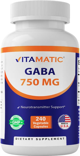 Vitamatic GABA 750mg 240 capsules végétales, vue de face