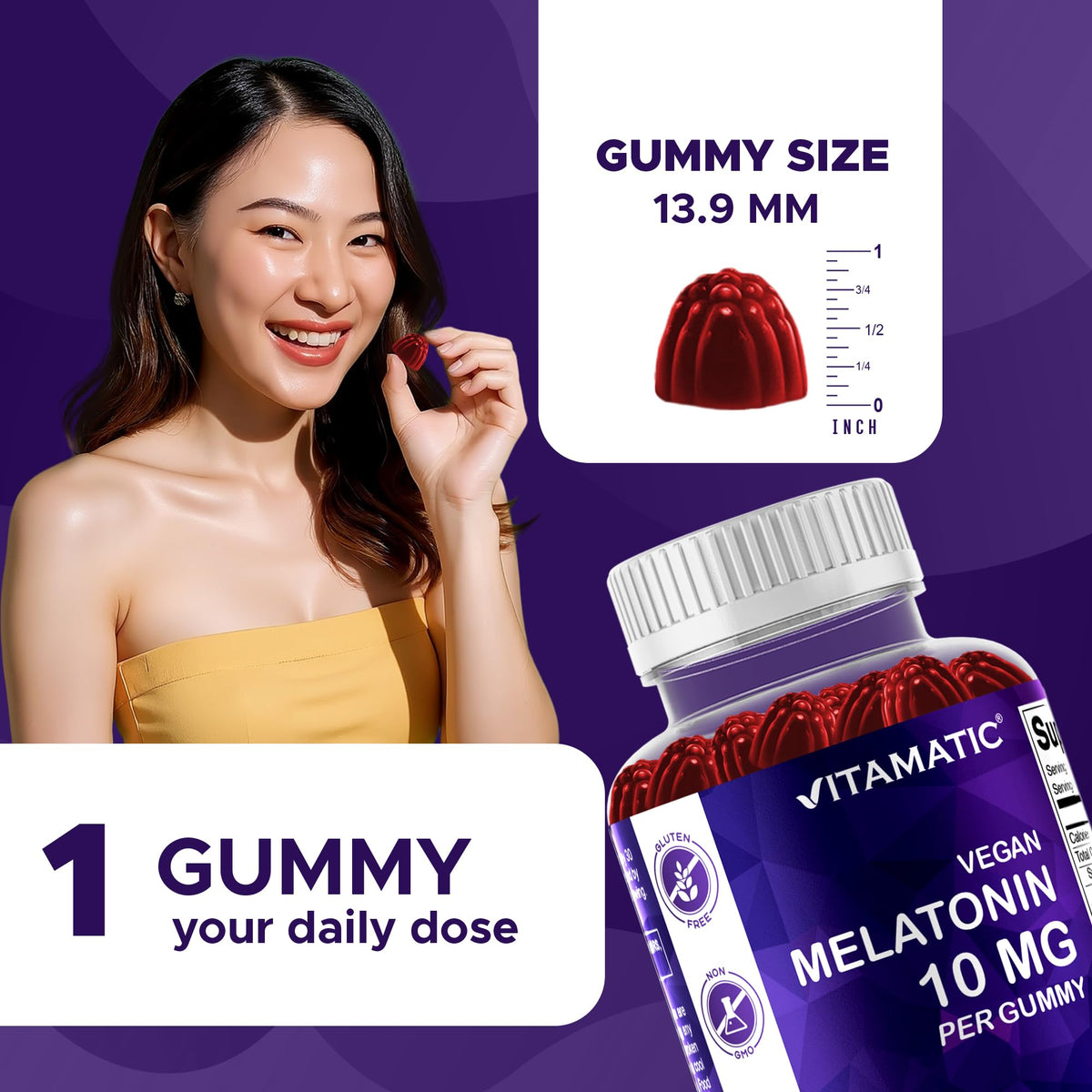 Vitamatic Gélules de Mélatonine 10 mg Vegan Fraise, ouverture de la bouteille