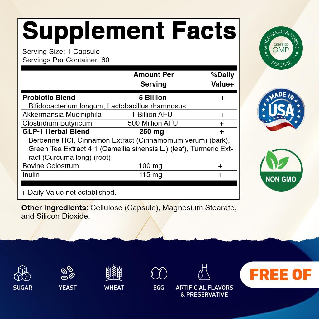 Vitamatic GLP-1 60 capsules vue de côté avec flacon ouvert