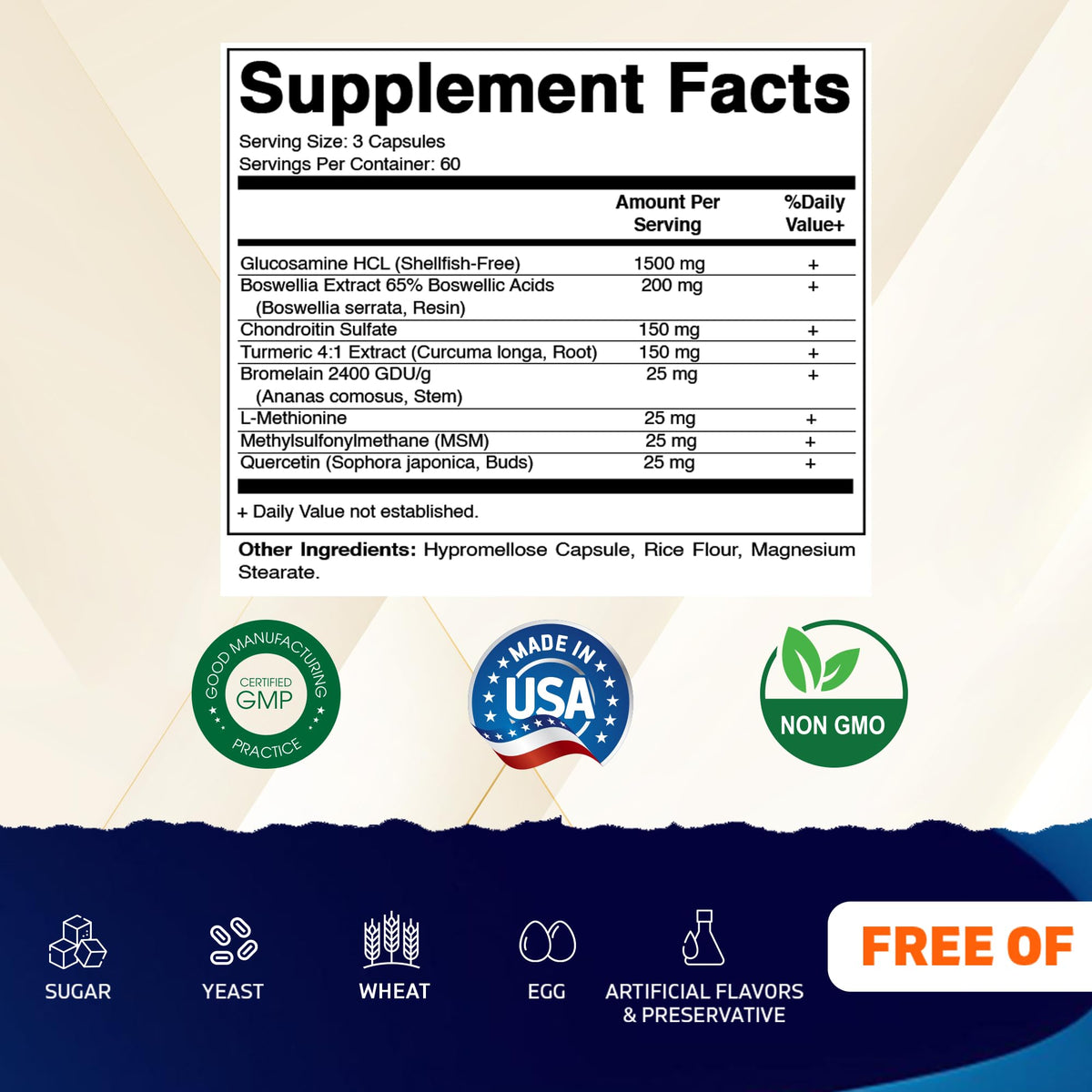 Vitamatic Glucosamine Chondroitin MSM bottle side view