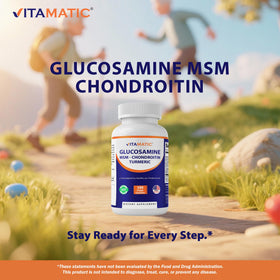 Vitamatic Glucosamine Chondroitin MSM capsules with water