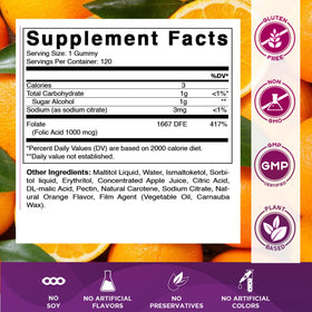 Vitamatic Gommes Acide Folique 1 mg orange côté
