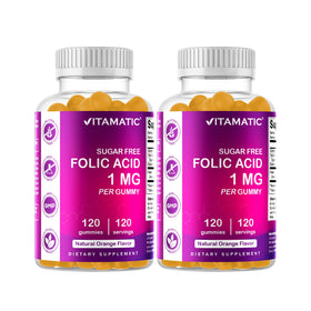 Vitamatic Gommes Acide Folique 1 mg orange vue de face