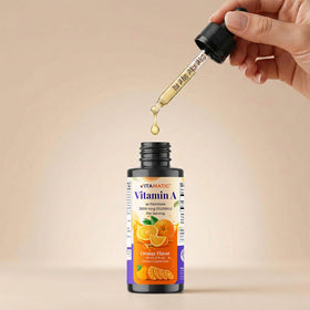 Vitamatic Gouttes Liquides de Vitamine A 10000 UI 59 ml - étiquette avec dosage