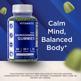 Vitamatic Gummies Ashwagandha 30:1 Extrait 60 Vegan en gros plan