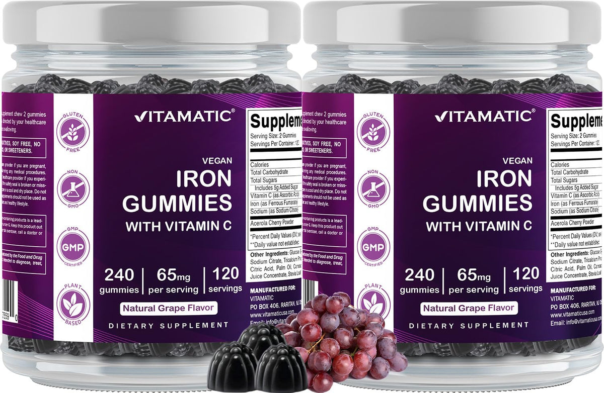 Vitamatic Gummies au fer 65 mg avec des fruits frais