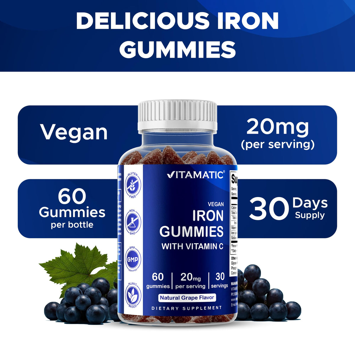 Vitamatic gummies au fer avec une main