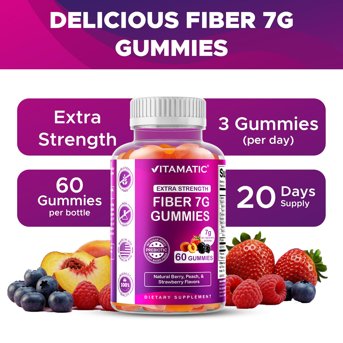 Vitamatic gummies avec étiquette végétalienne