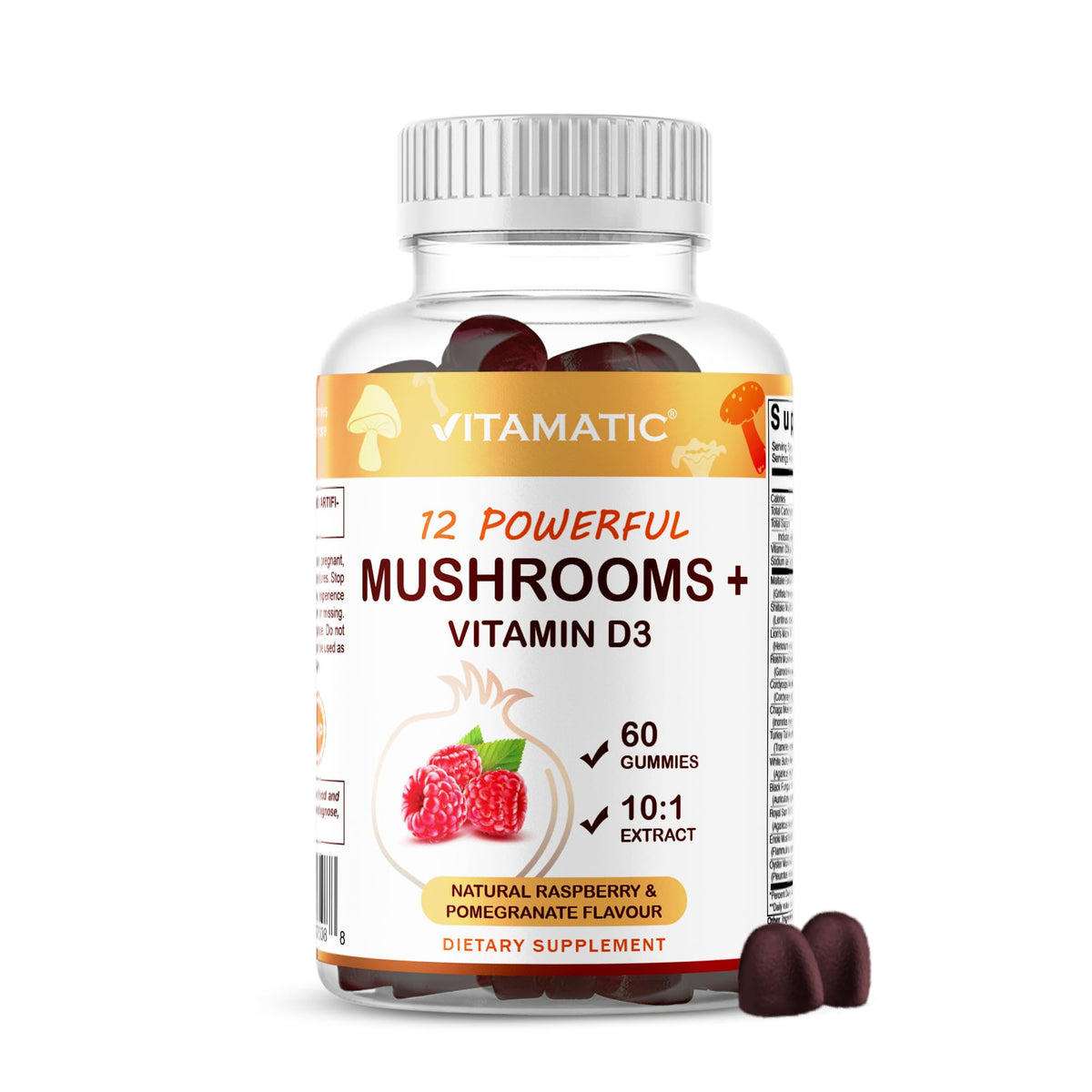 Vitamatic Gummies Complex Champignon D3 60 Gummies en emballage