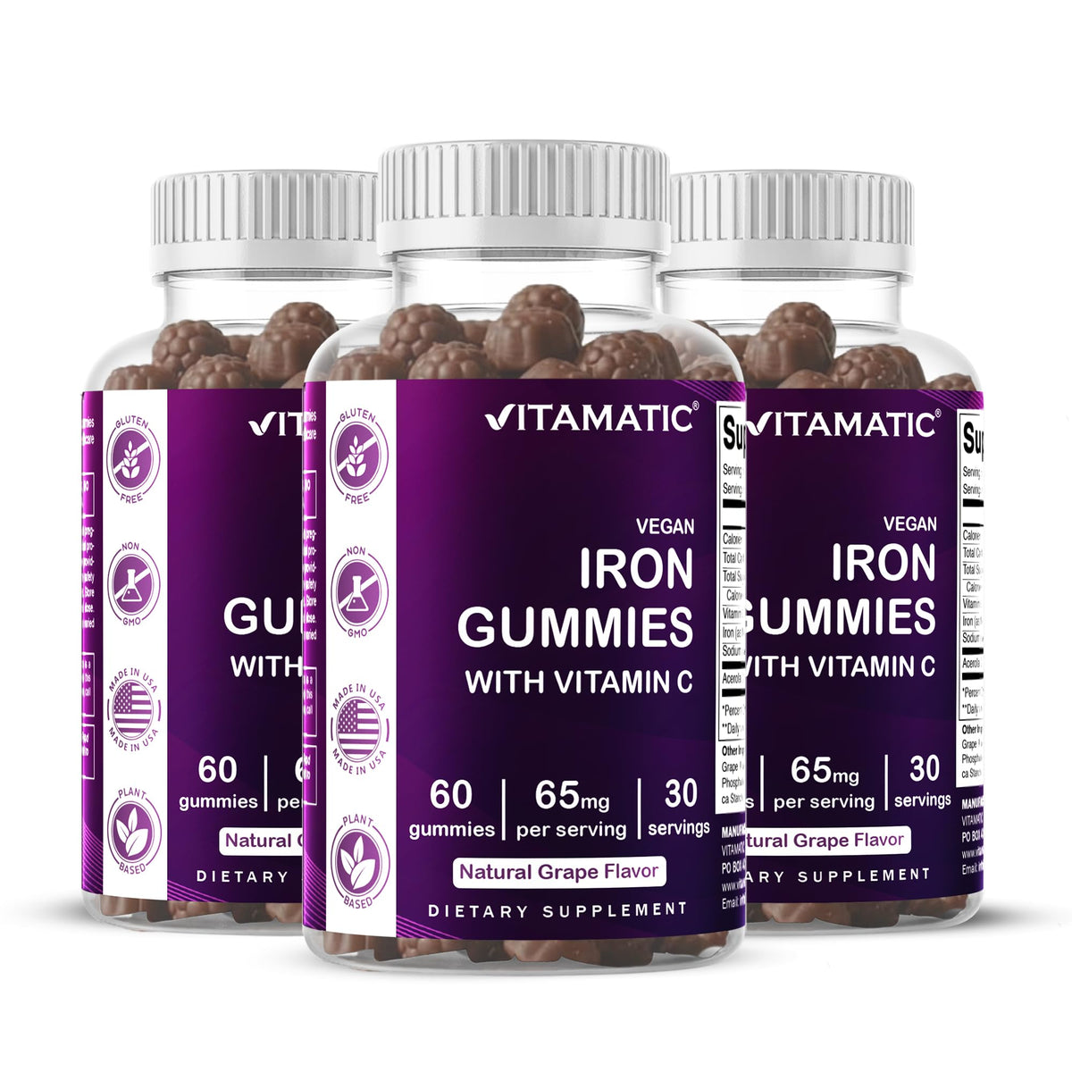 Vitamatic Gummies de Fer 65 mg avec Vitamine C - boîte avant