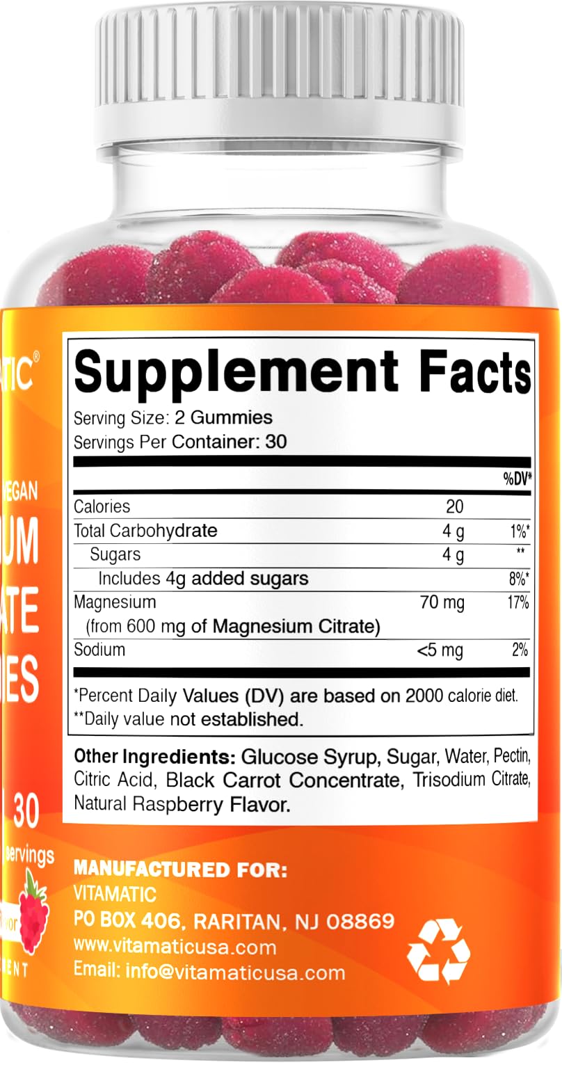 Vitamatic Gummies de Magnésium, gummies sur une table en bois