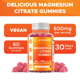 Vitamatic Gummies de Magnésium, présentation des gummies dans un bol