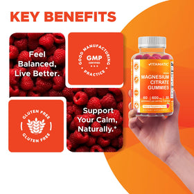 Vitamatic Gummies de Magnésium, vue de l'arrière de l'emballage