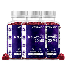 Vitamatic gummies de mélatonine 20 mg fraise, vue de face