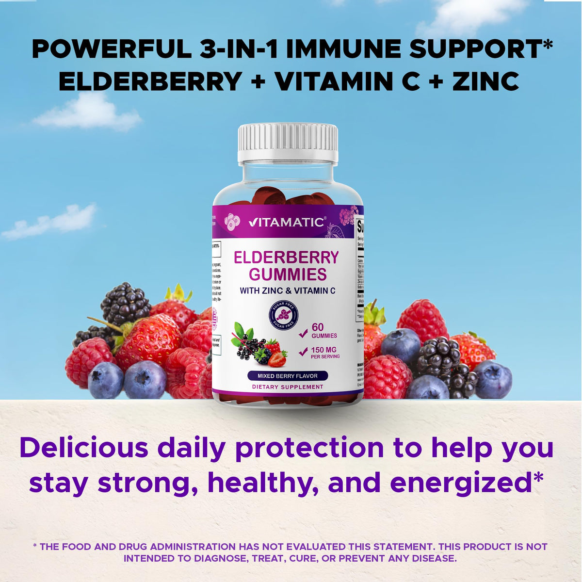 Vitamatic Gummies de Sureau ouvertes avec gummies visibles