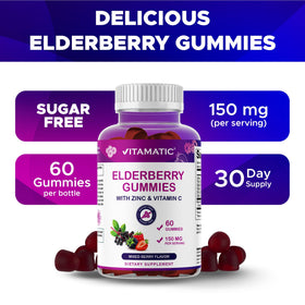 Vitamatic Gummies de Sureau sur fond blanc