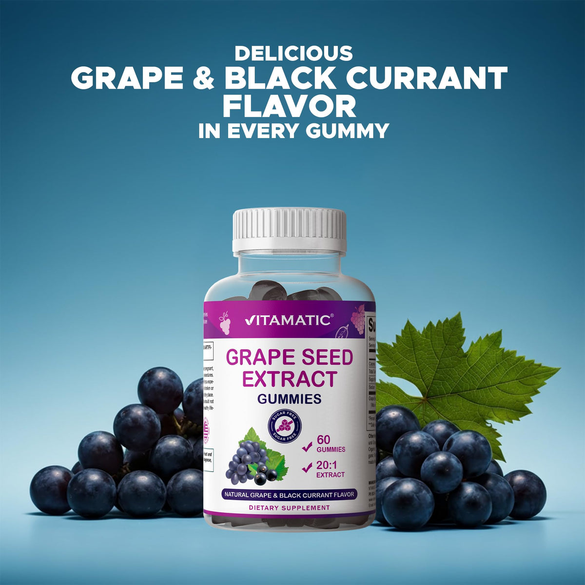 Vitamatic Gummies Extrait de Pépin de Raisin 60 Gummies ouvertes avec quelques gummies