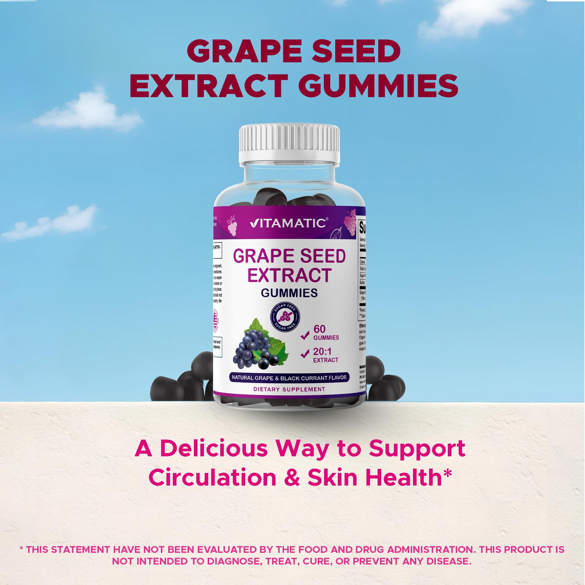 Vitamatic Gummies Extrait de Pépin de Raisin en situation avec fruits