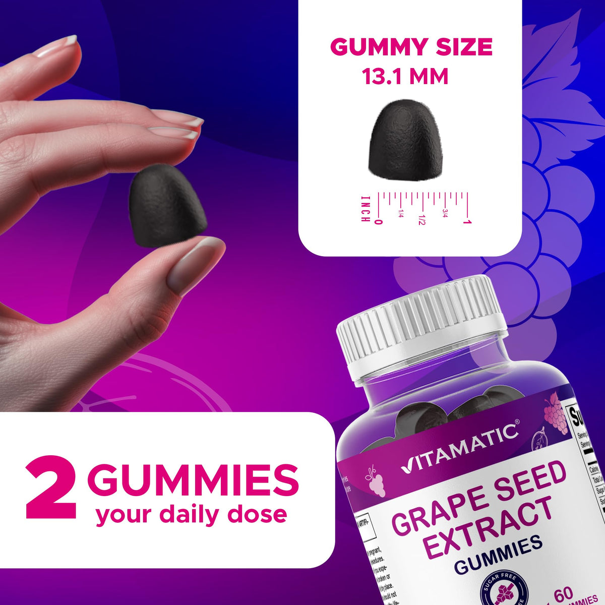 Vitamatic Gummies Extrait de Pépin de Raisin pot sur une table