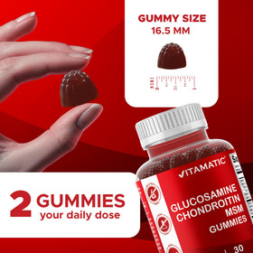 Vitamatic gummies glucosamine chondroitine MSM affichant la liste des ingrédients