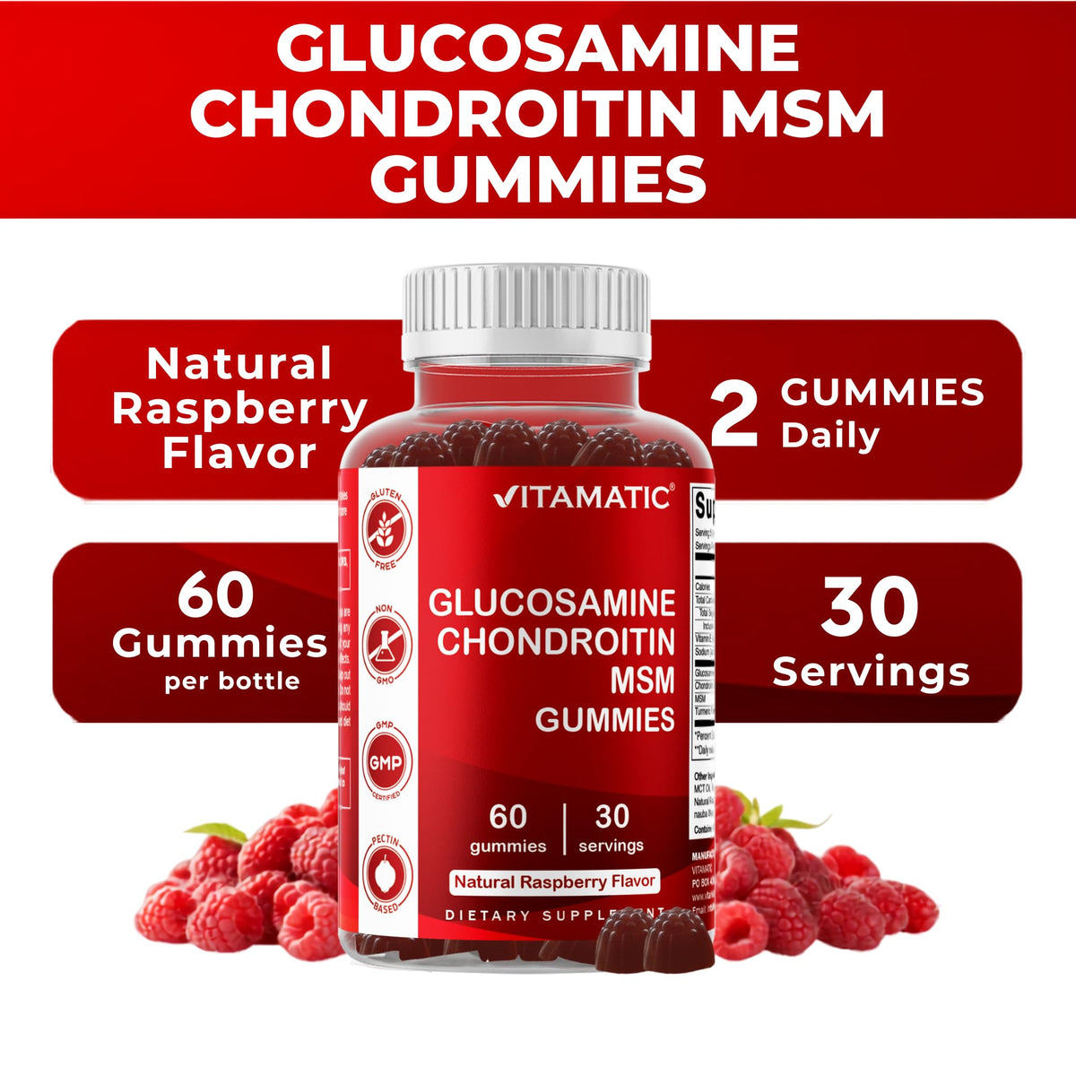 Vitamatic gummies glucosamine chondroitine MSM dans un environnement de cuisine