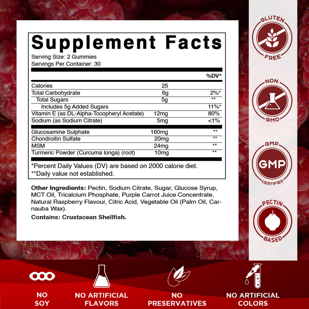 Vitamatic gummies glucosamine chondroitine MSM en gros plan sur les gummies