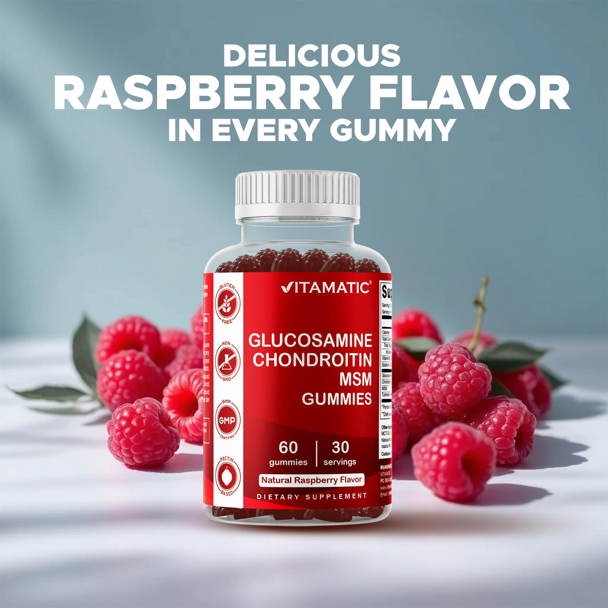 Vitamatic gummies glucosamine chondroitine MSM montrant la texture de la gummy