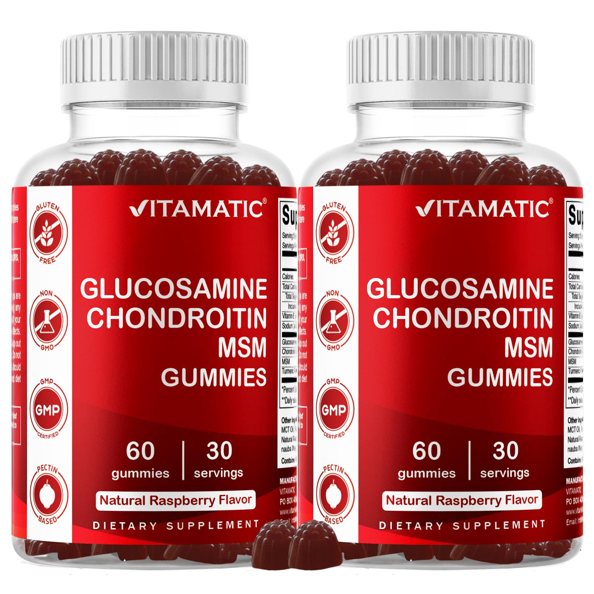 Vitamatic gummies glucosamine chondroitine MSM vue avant du paquet